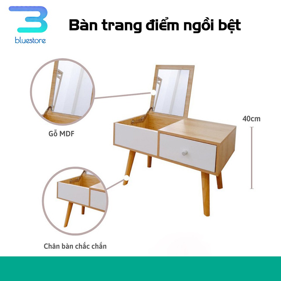 Bàn Trang Điểm Ngồi Bệt - Bàn Trang Điểm Mini Có Gương Gấp Gọn - Thiết Kế Trang Nhã Phong Cách Hiện Đại KT 60 x 35x40