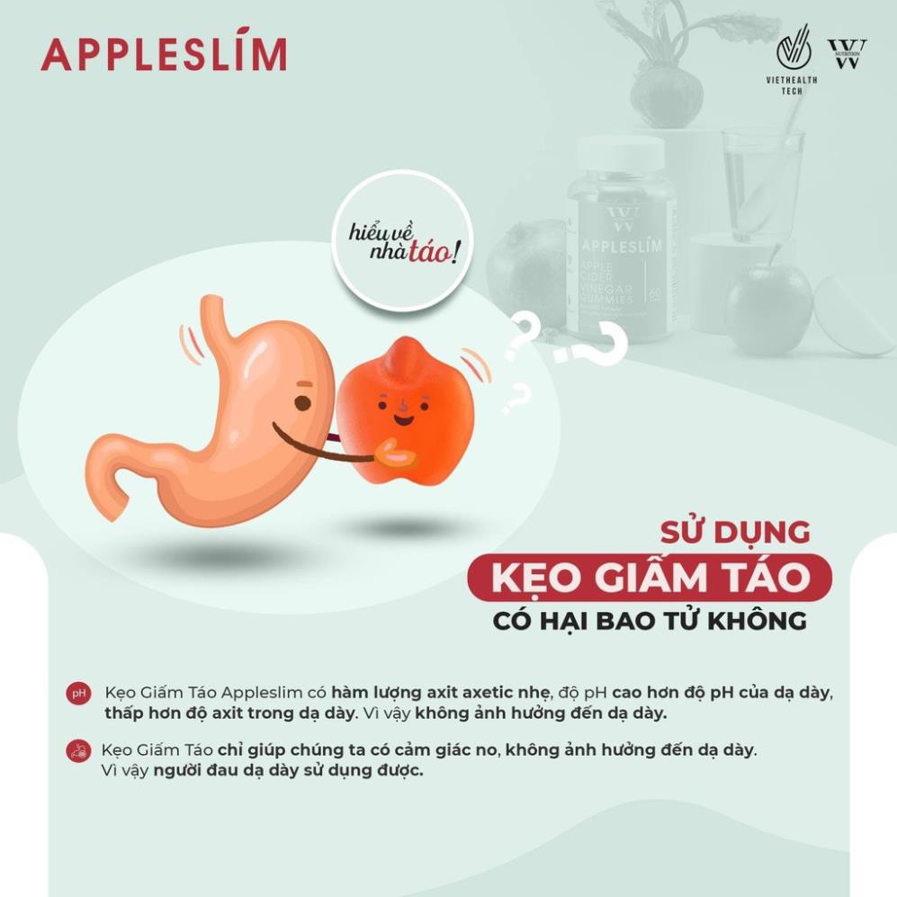 [Yêu Thích] Kẹo Giảm Cân Giấm Táo APPLESLIM Apple Cider Vinegar Gummies Giảm Cân An Toàn Giữ Dáng Dễ Như Ăn Kẹo