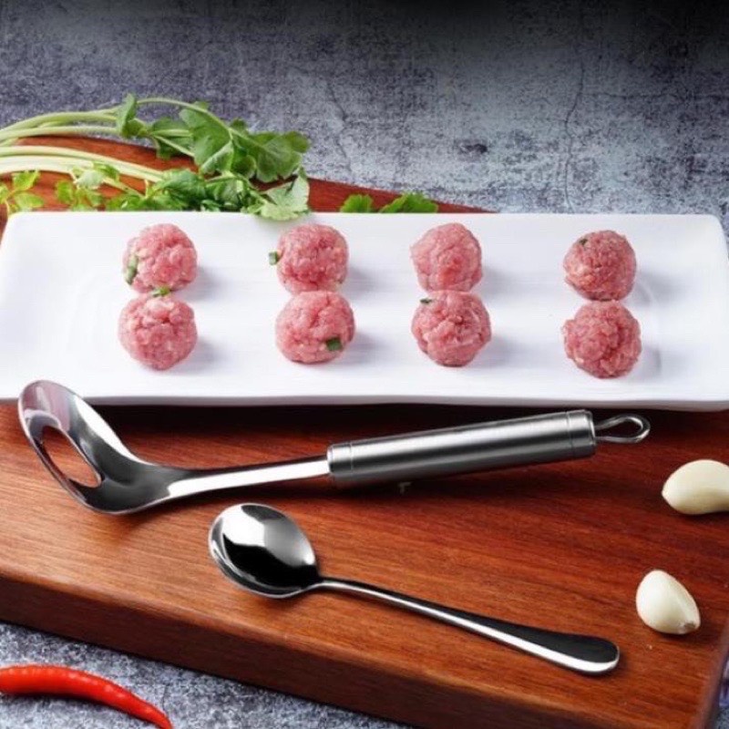 Dụng cụ muỗng thìa làm thịt - Thìa Nặn Thịt Viên, Làm Mộc, Nĩa Nặn Mộc Có Móc - #thialammoc