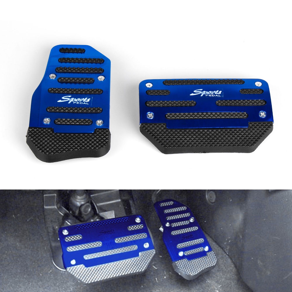 Xe hơi phổ thông Bộ gia tốc phanh bánh răng tự động bằng nhôm không trượt Nắp bàn đạp 2 cái / bộ Đỏ / Xanh / Bạc RS-ENL017