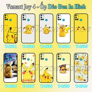 Ốp lưng vsmart joy 3, joy 4 - ốp dẻo đen in hình pikachu