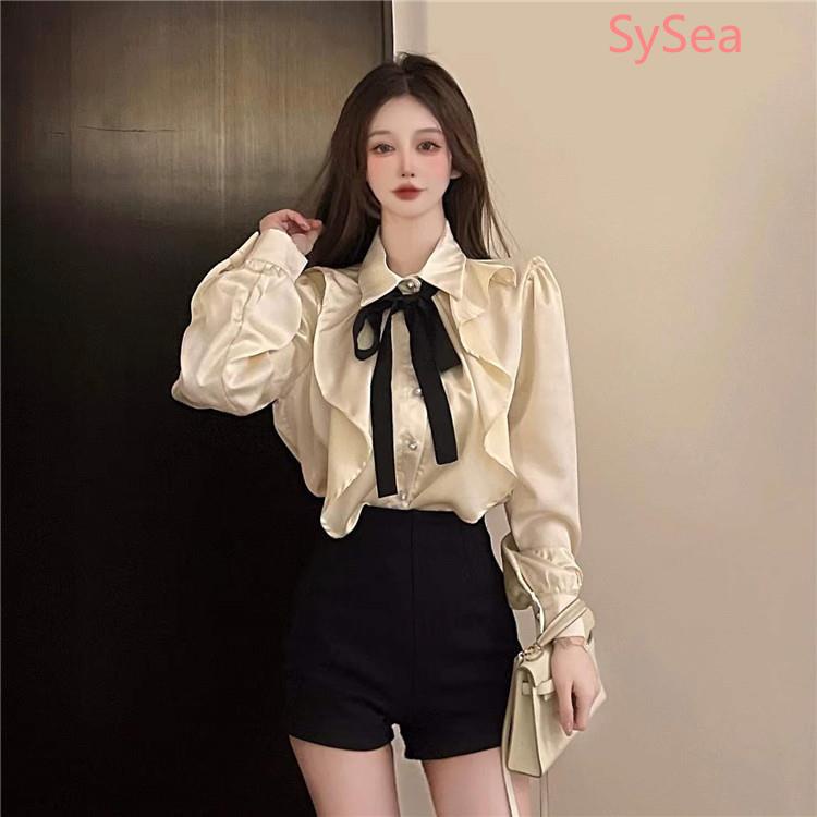 Áo Sơ Mi Thắt Nơ Plus size Phong Cách Pháp Thời Trang Mùa Thu Cho Nữ