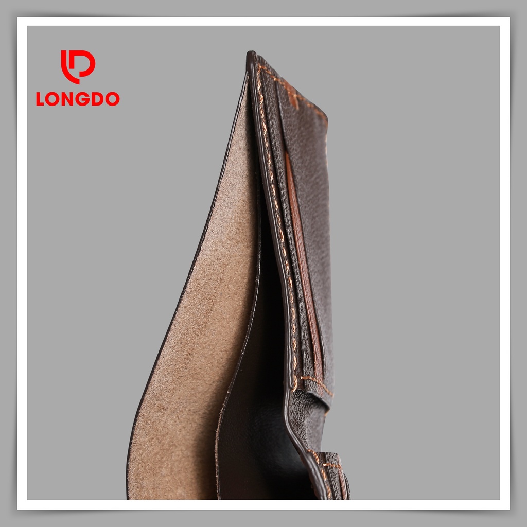 Ví nam size nhỏ - Cam kết da bò thật 100% - Hàng chính hãng thương hiệu Longdo Leather - B05