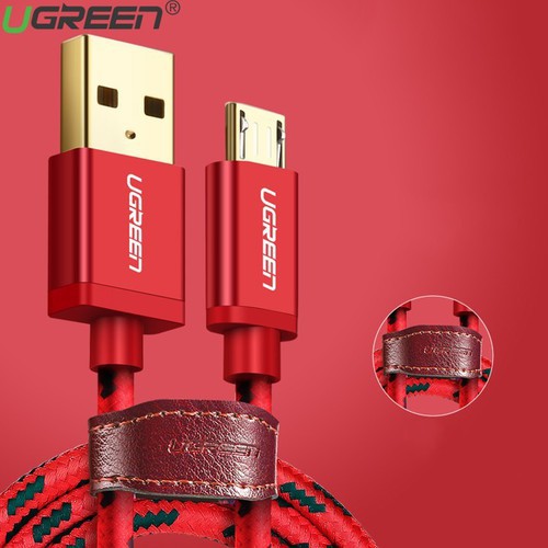 Cáp Sạc USB 2.0 A sang Micro USB Ugreen 40457 US247 Cao Cấp (dài 1M đầu mạ vàng,dây bọc dù) Chính Hãng