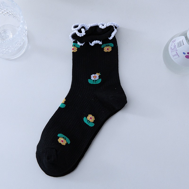 Tất nhún cổ bèo MOKANA tất cao cổ bèo dễ thương phong cách Hàn Quốc TC15