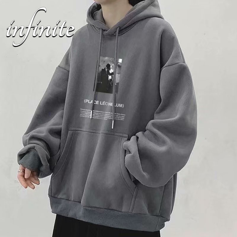 Áo hoodie Dáng Rộng Cỡ Lớn Bằng Vải Lông Dày Ấm Áp Cho Nam
