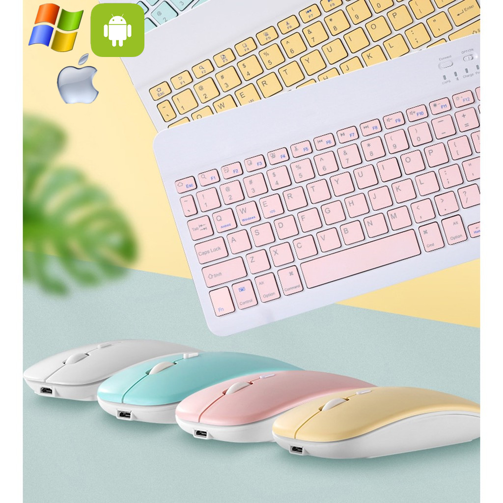 Bluetooth Keyboard Mouse Rechargeable  Noiseless Ergonomic Keyboard Mini Multimedia For Ipad Tablet Phone PC Samsung Huawei OPPO | BigBuy360 - bigbuy360.vn