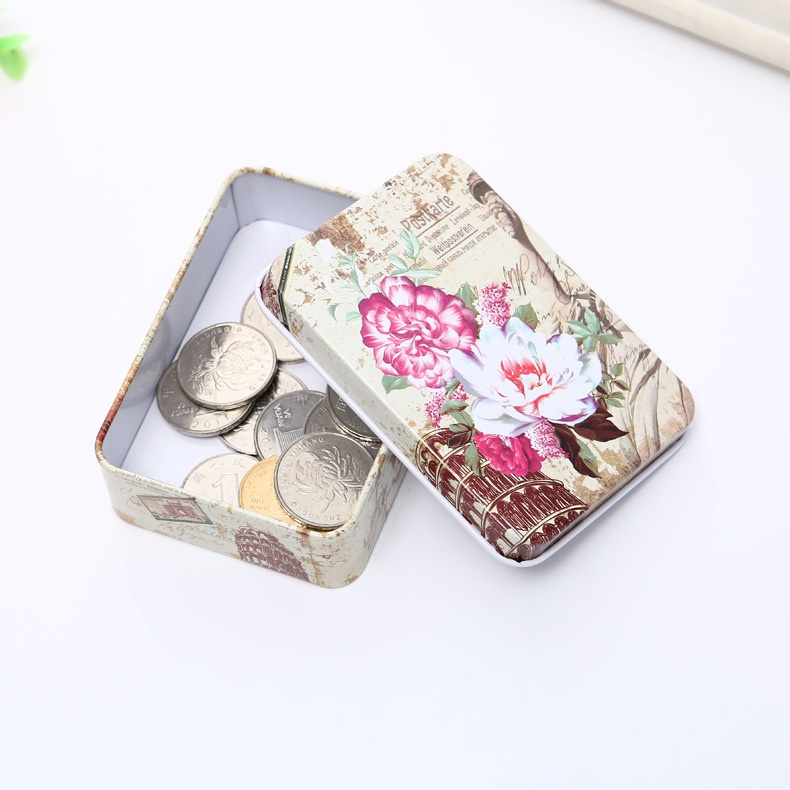 Hộp Thiếc Đựng Trang Sức / Thẻ / Kẹo Hình Chữ Nhật Sáng Tạo