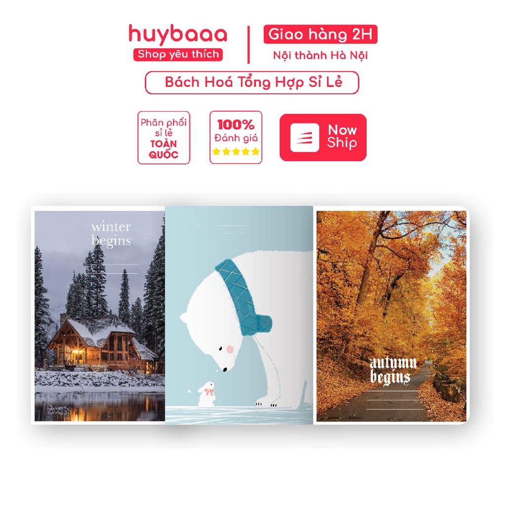 Combo 5 Quyển Vở Ngẫu Nhiên 4 Mùa, vẻ viết kẻ ngang Ivory Quang Huy, tập vở viết cấp 2