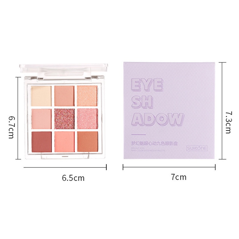 [Hàng mới về] Bảng phấn mắt 9 màu sắc hiệu ứng lì/ ánh nhũ chống nước bền màu lâu trôi