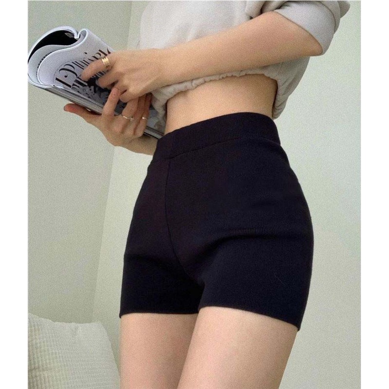 Quần Legging Đùi MEESTORE Nữ - Short Biker Thun Tăm Body Yoga Gym Phong Cách Thể Thao Cá Tính