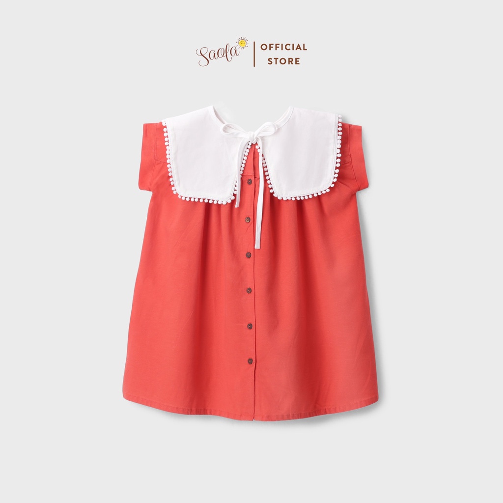 Váy Bé Gái BabyDoll Cổ Vuông Viền Ren Chất Liệu Linen - ALULA DRESS - DRL004 - SAOLA KIDS CLOTHING