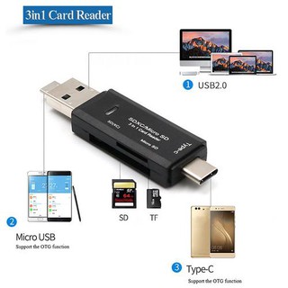 Đầu đọc thẻ nhớ usb 3.1 type c tf 3 trong 1 cho macbook