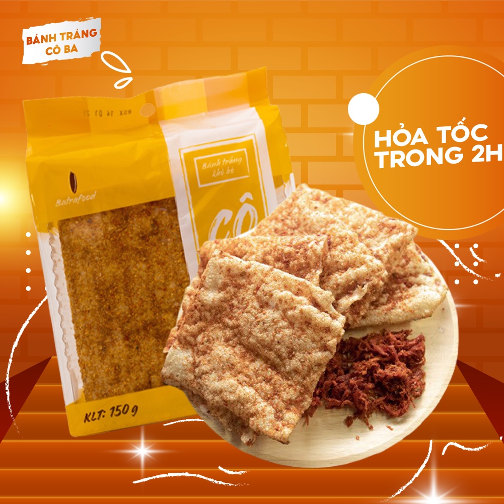 Bánh Tráng Khô Bò Cô Ba 150G Đồ Ăn Vặt Ngày Tết Mang Đi Du Lịch Bổ Dưỡng Để Ăn Sáng Cho Người Ăn Kiêng Giảm Cân CB005