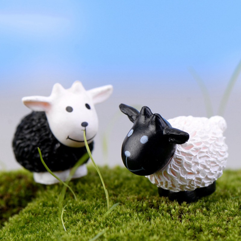 Bộ 4 mô hình chú dê hoạt hình trang trí tiểu cảnh xinh xắn