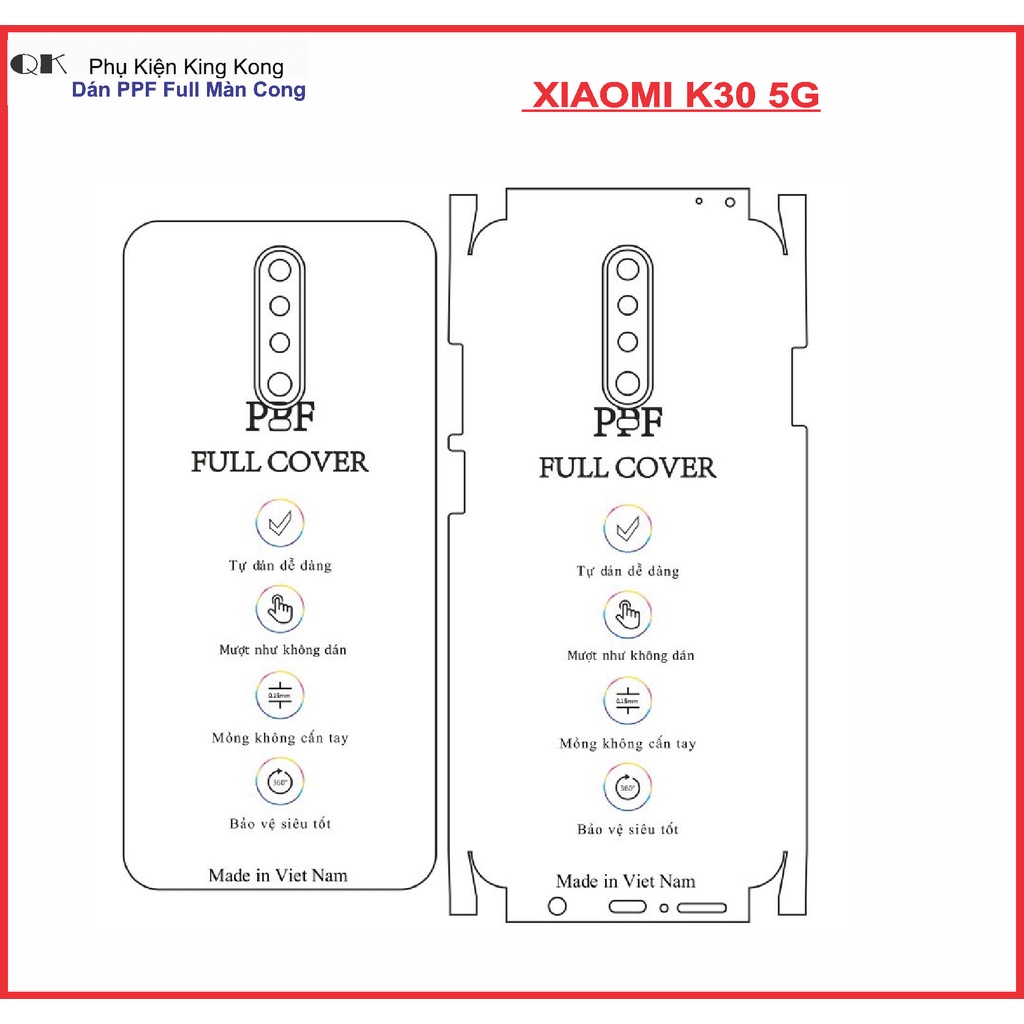 Dán Dẻo PPF Màn Hình Xiaomi Redmi K30/K30 5G / K30 Pro Bảo Vệ Màn Hình