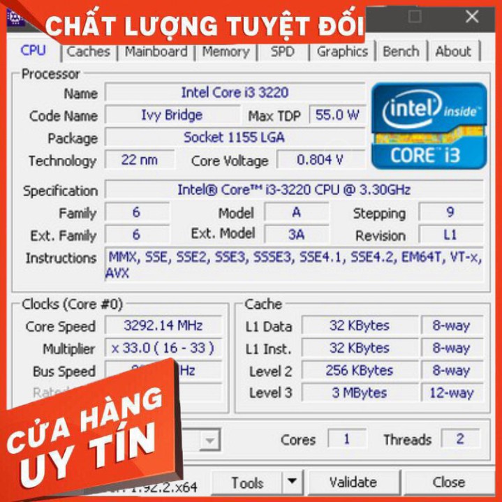 [CPU] Chip Máy Tính PC I3 3220 Socket 1155