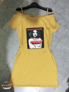 Váy xuông cotton trễ vai