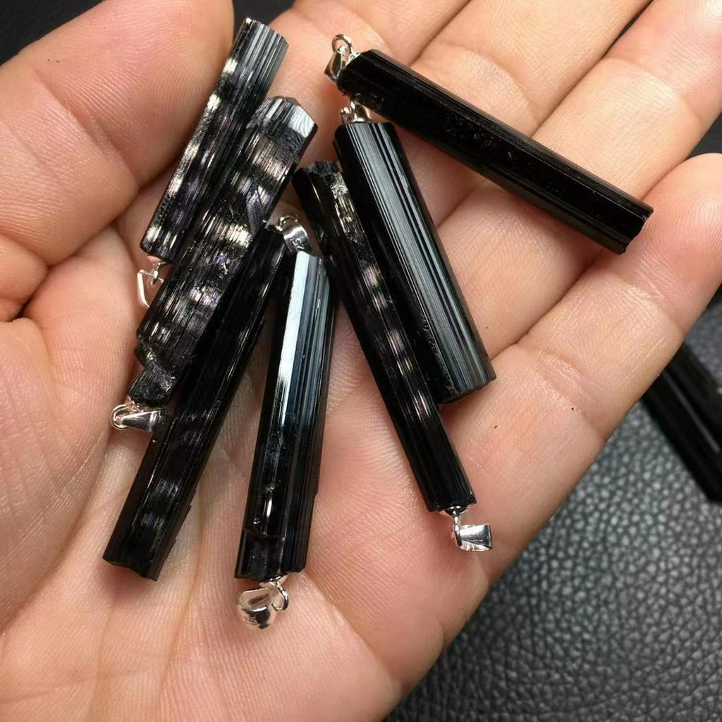 Mặt Dây Chuyền Bằng Bạc s925 Đính Đá Tourmaline Đen Tự Nhiên