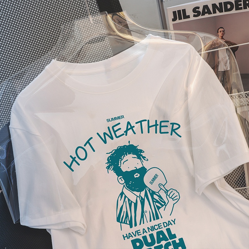 Áo thun HIIXIIVI 100% cotton tay ngắn cổ tròn in hình phong cách Hàn Quốc thời trang mùa hè 2022 dành cho nữ