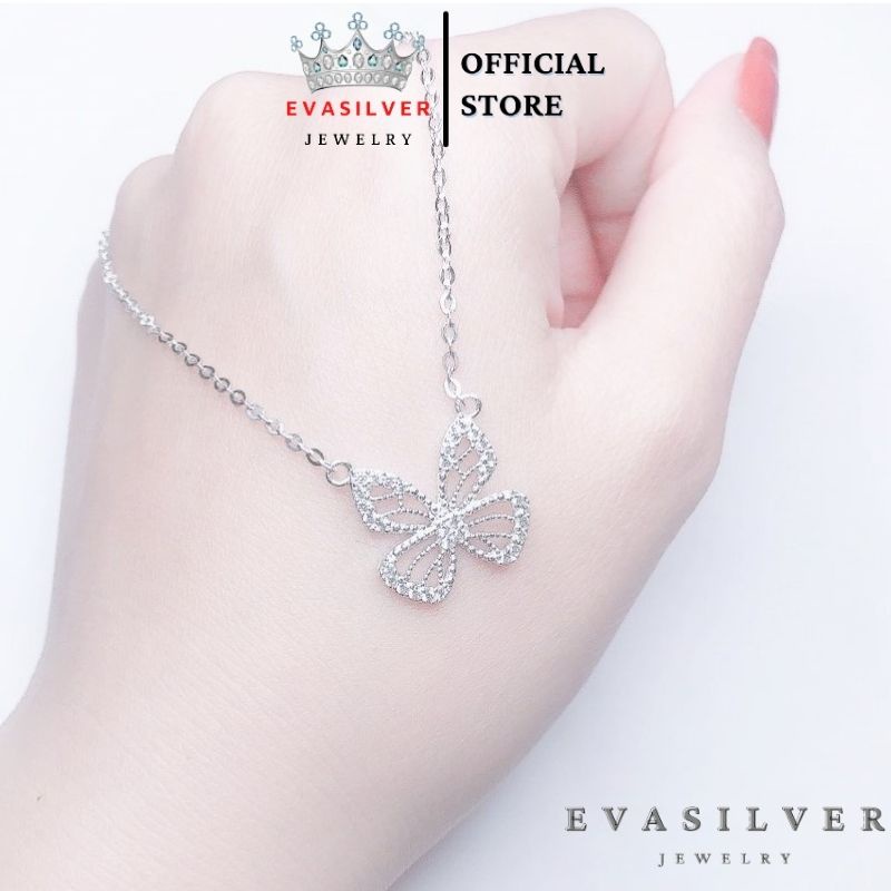 Dây chuyền bạc nữ Evasilver hình đôi cánh (Ảnh thật), Vòng cổ chất liệu bạc ta sang trọng nữ tín