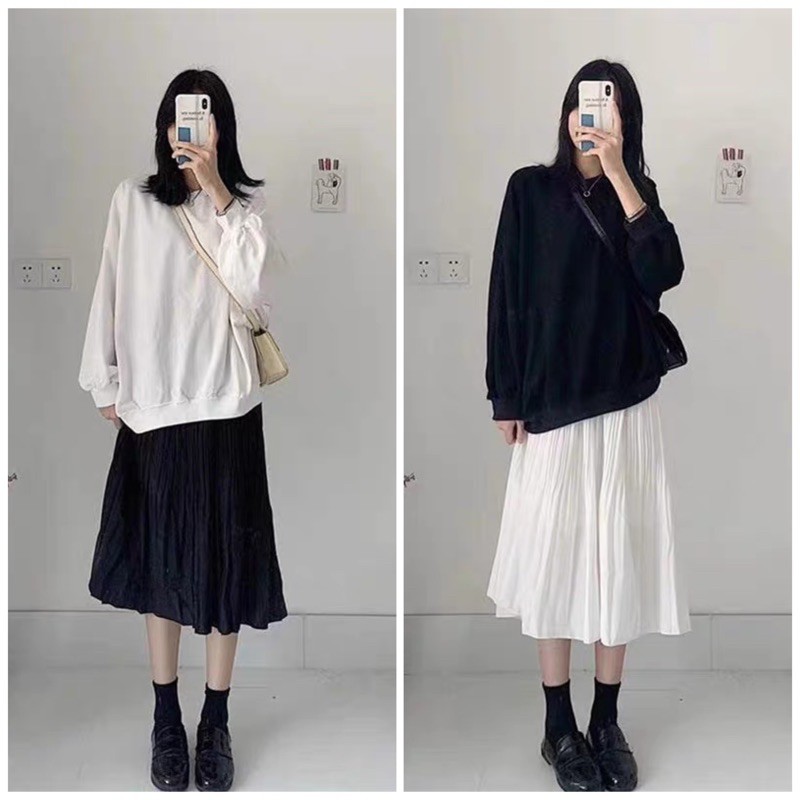 Chân váy xếp ly dài phong cách Hàn Quốc thanh lịch đủ 3 màu đen, trắng, nâu - CV03
