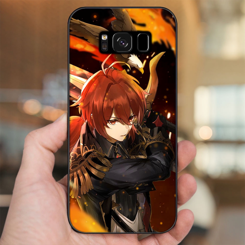 Ốp lưng Samsung S8, S8 Plus viền đen in hình Diluc Genshin Impact