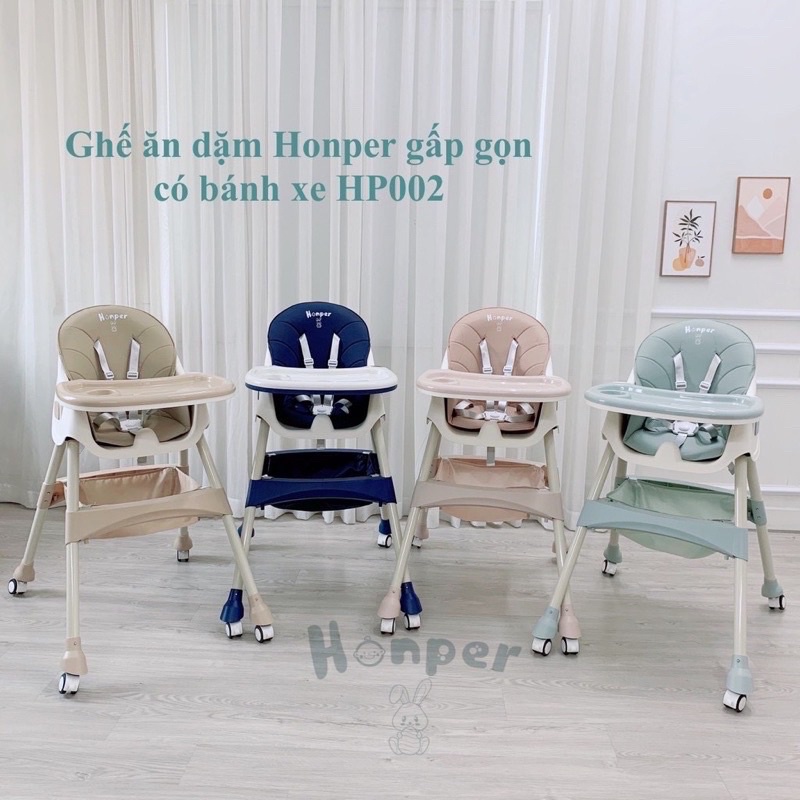 *KHÔNG NGÃ LƯNG* GHẾ ĂN DẶM HONPER CÓ BÁNH XE