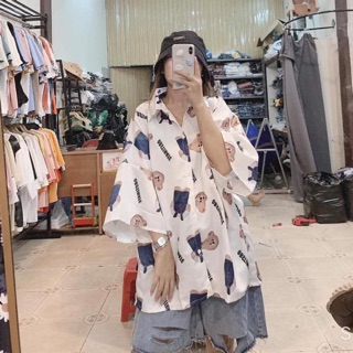 Áo somi loang unisex hình gấu