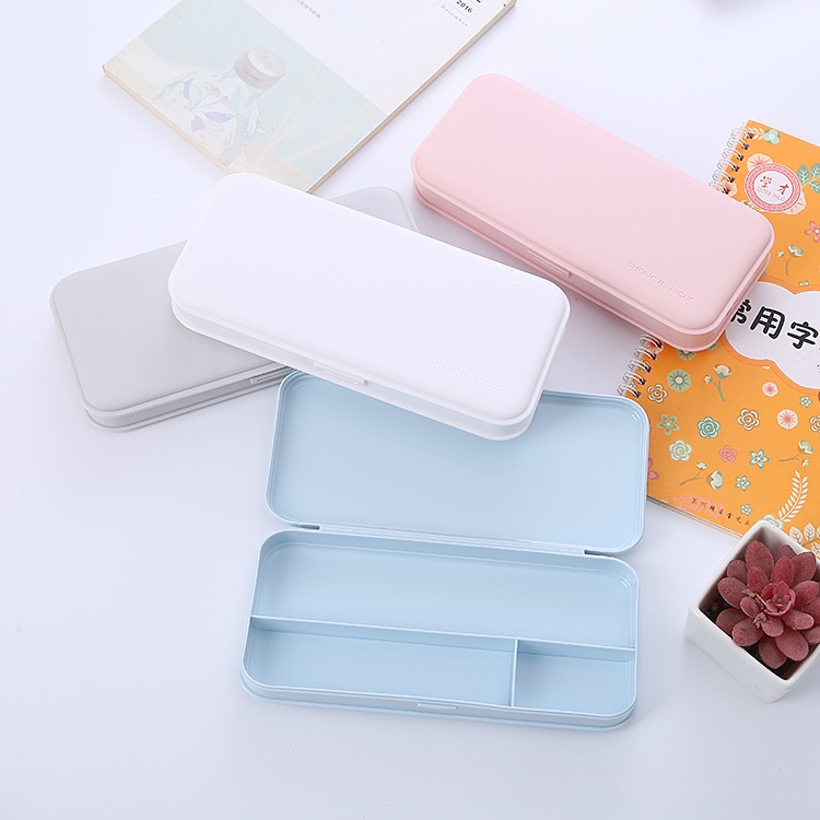 Hộp Đựng Bút Nhựa Mờ Chia Ngăn Phong Cách Đơn Giản