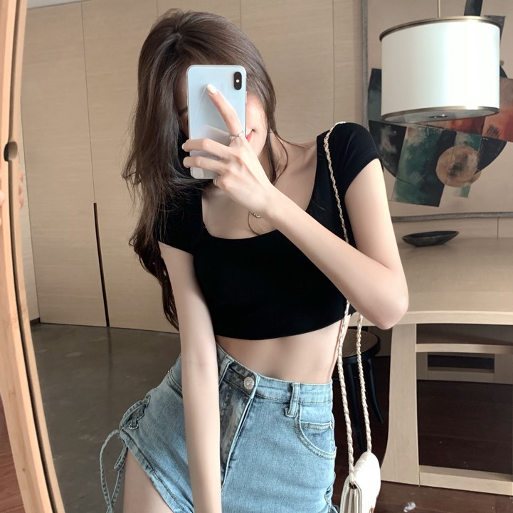 Áo Thun Lửng Ngắn Tay Phong Cách Hàn Quốc Thời Trang Mùa Hè 2021 Dành Cho Nữ | BigBuy360 - bigbuy360.vn