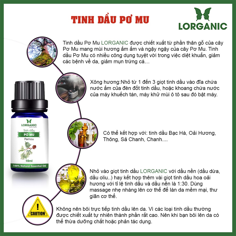 Tinh dầu pơ mu Lorganic  10ml, 50ml