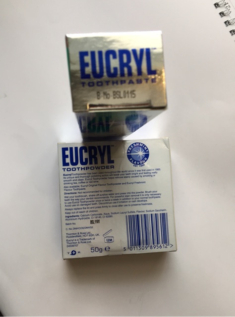 Bột Tẩy Trắng Răng + Kem Đánh Răng Eucryl Chính Hãng