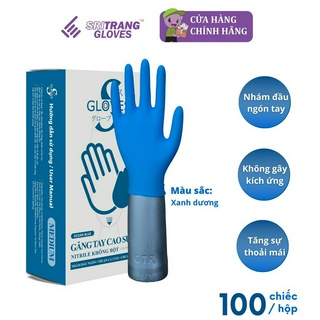Găng tay y tế Sgloves Nitrile không bột màu xanh 3.5g 100 chiếc/hộp
