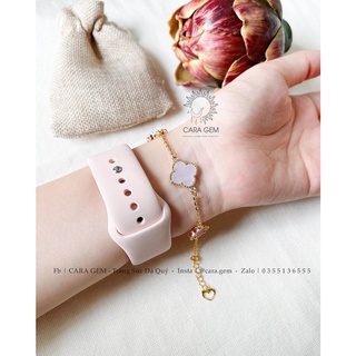 Lắc tay cỏ bốn lá bạch ngọc mix ruby cara.gem