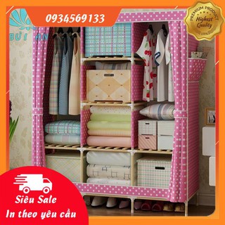 TỦ VẢI 3 BUỒNG KHUNG GỖ