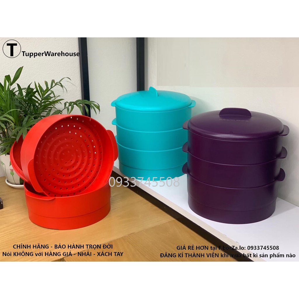 TUPPERWAREHOUSE MALL - Xửng hấp 3 Tầng Steam It ĐỎ - TÍM - XANH