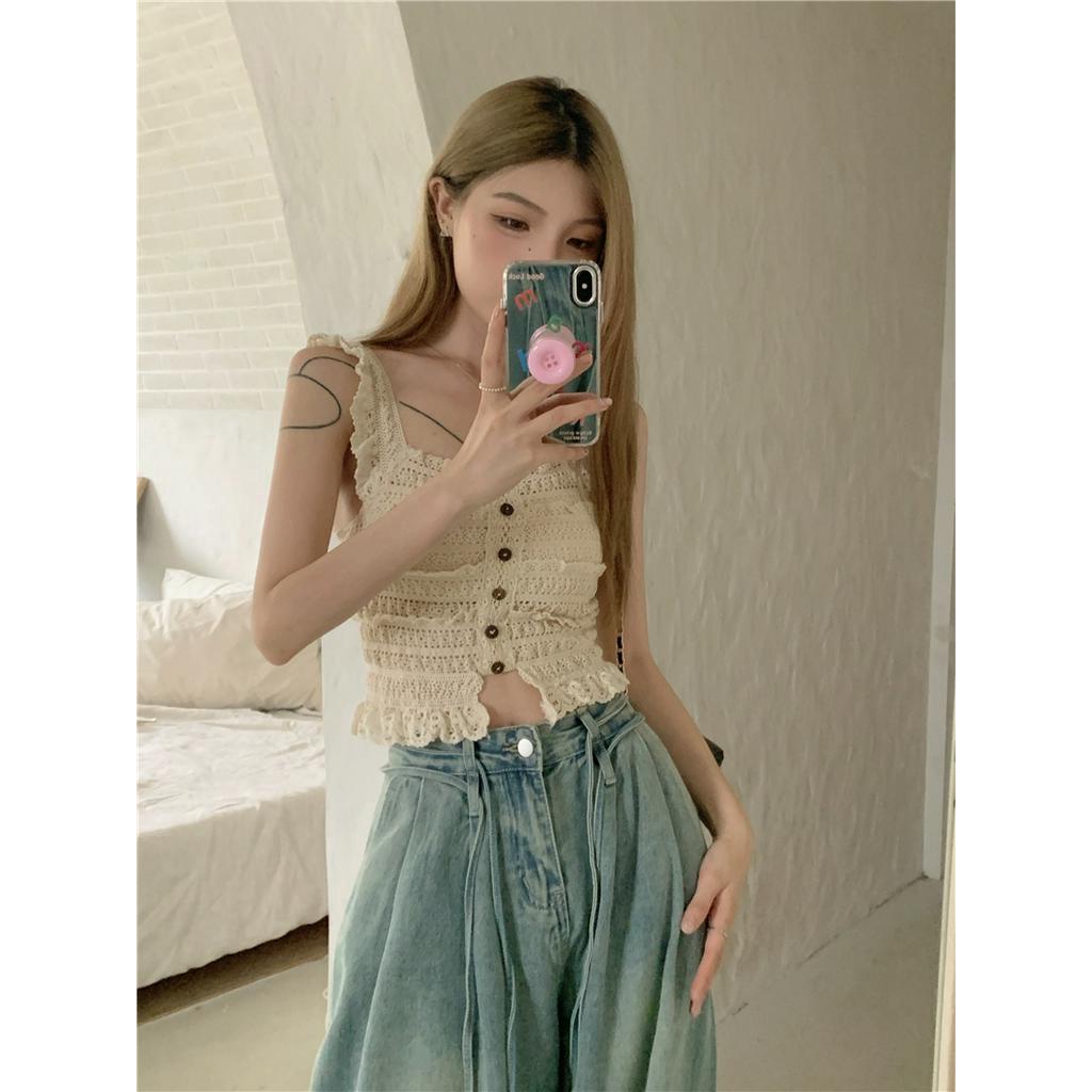 Áo Hai Dây Phối Dây Thắt Xếp Ly Thời Trang Mùa Hè 63549