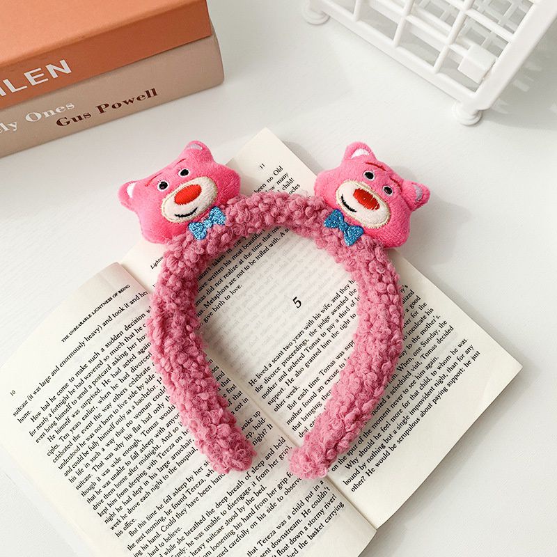 Băng đô cài tóc đính Gấu dâu nhồi bông đáng yêu