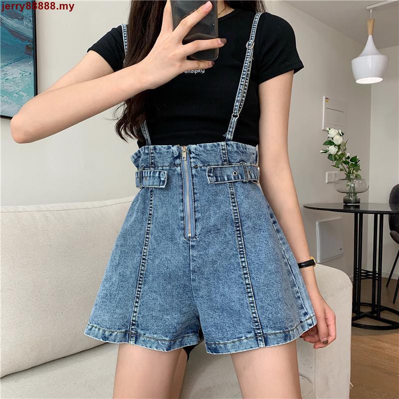 Quần Yếm Denim Ngắn Lưng Cao Phong Cách Phương Tây Dành Cho Nữ 2021 4.19