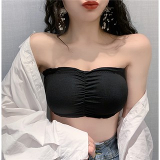 Áo Bra Len Quây Ngang Không Dây Có Lót Mút Đệm Dày Vừa Chất Len Gân Tăm Mịn Thoáng Mát