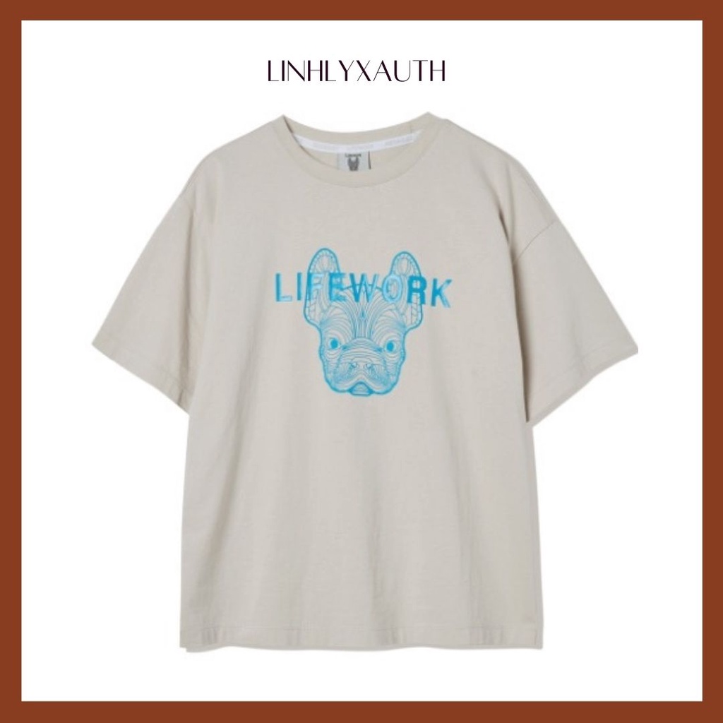 (HÀNG CHÍNH HÃNG) Áo thun Life Work Basic Face Dog màu Xám LIFEWORK  LinhLyxAuth