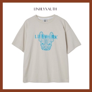 Áo thun life work basic face dog màu xám lifework linhlyxauth
