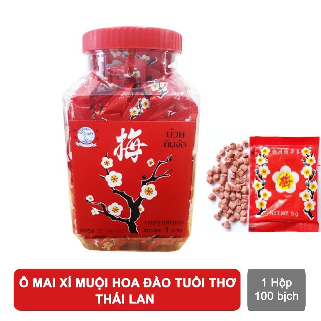 Xí Muội Hoa Đào Thái Lan hủ 100 gói 5g