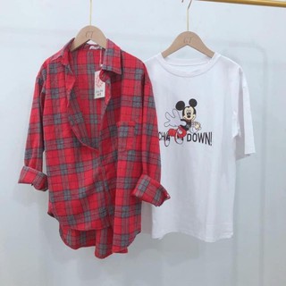 Set áo sơ mi kẻ kèm áo pull trắng