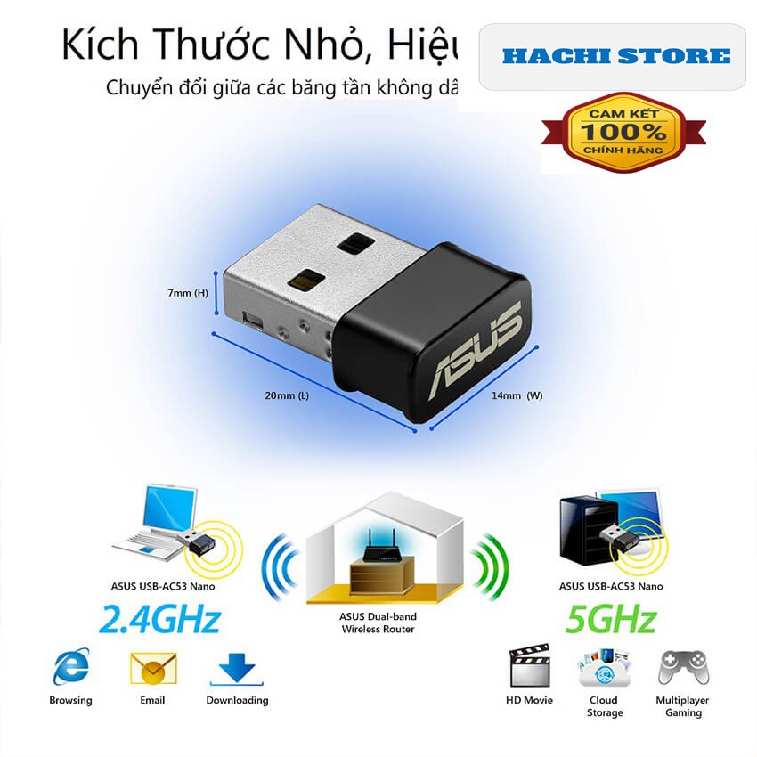 USB Wifi chuẩn AC1200 Asus USB-AC53nano - Hàng Phân Phối Chính Hãng | BigBuy360 - bigbuy360.vn