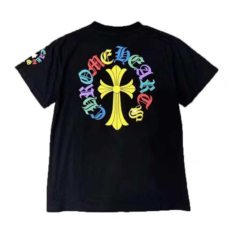 Áo Thun Tay Ngắn Cổ Tròn In Chữ Chrome Hearts Màu Sắc Thời Trang Thường Ngày Cho Nam Và Nữ