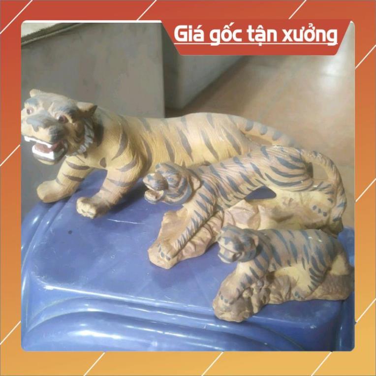 Tượng hổ rừng mini gốm sứ Bát Tràng (nhiều kích thước) làm mô hình trang trí tiểu cảnh, trang trí bể cá