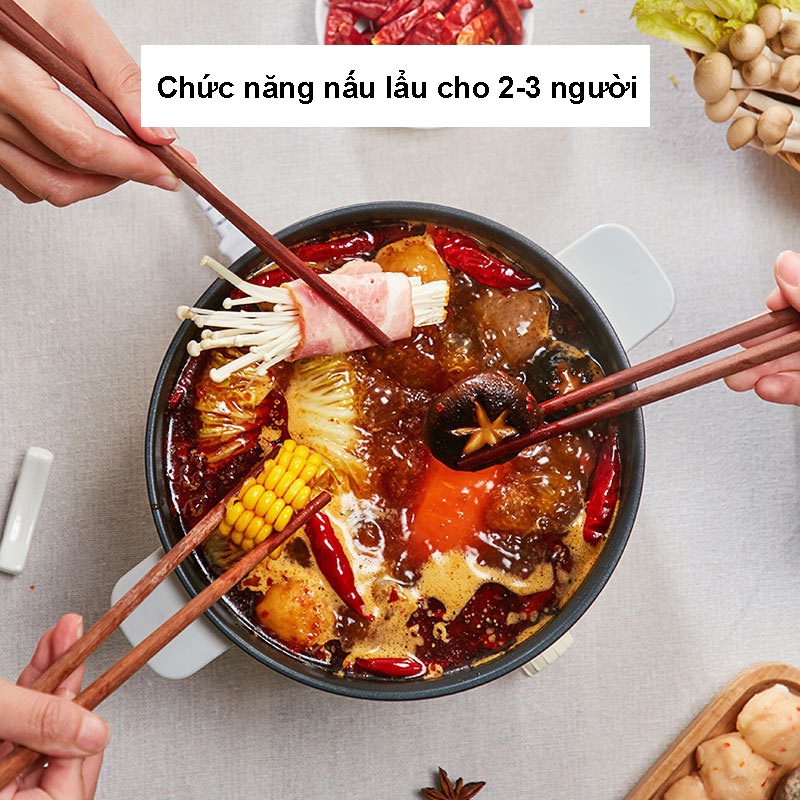 Nồi lẩu điện Bear đa năng DRG-C18H1 tặng kèm xửng dung tích 2.5L điều chỉnh nhiệt độ dễ dàng nướng lẩu hấp cực tiện lợi