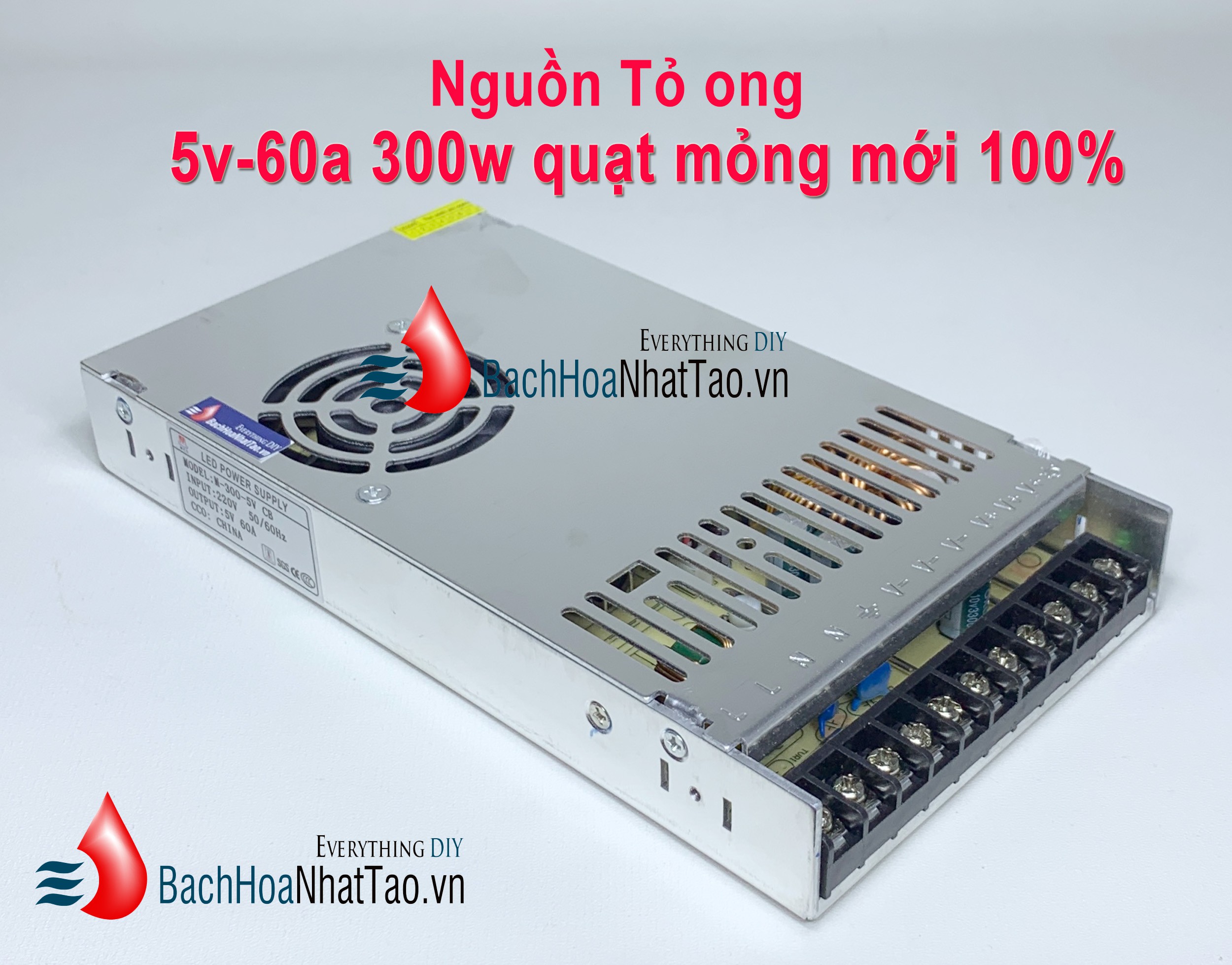 Nguồn tổ ong 5V 60A 300W(quạt) mới 100% mỏng